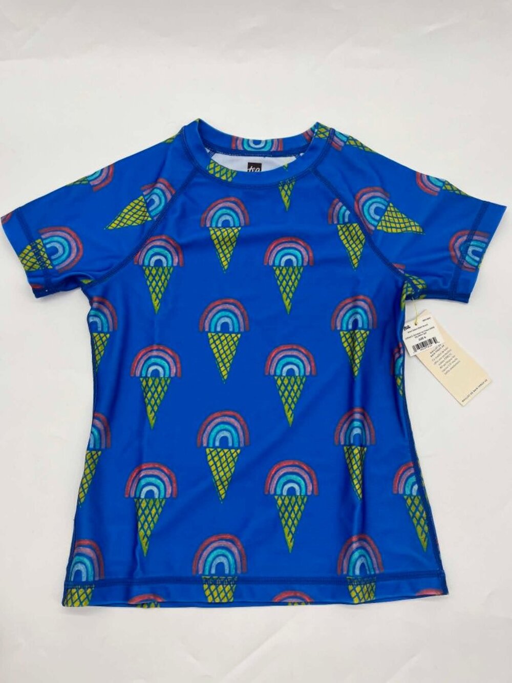 Tea Collection Short Sleeve Girl Rashguard NWTs Ice Cream & Rainbows Size 6